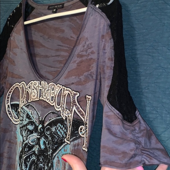 Crash&Burn purple and black top with lace - Picture 2 of 2